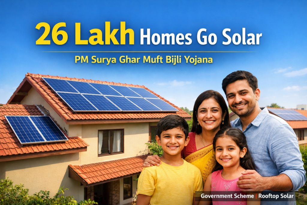 26 Lakh Indian Homes Now Get Free Solar Power Under PM Surya Ghar Scheme